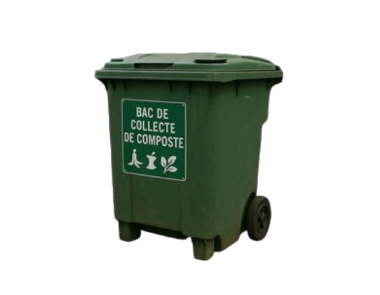 Collecte de déchets organiques devant les immeubles