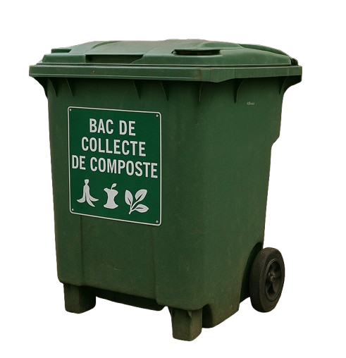 Collecte de déchets organiques devant les immeubles